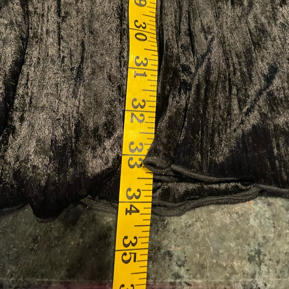 Black Velvet Maxi Skirt Size M, Full Skirt, Elastic Waistband - Picture 4 of 6